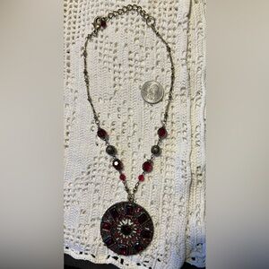 Vintage Elegant Red Beaded and Metal Necklace